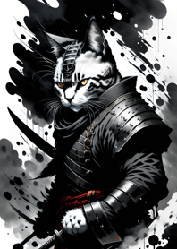 Ink wash cat samurai 65a4e9