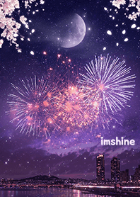 Cherry blossom & night city view