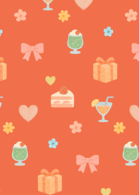 Small items on red & yellow