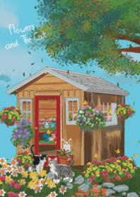 flowers and the cat