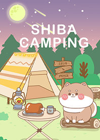 可愛寶貝柴犬-在星空下露營野餐(紫色)