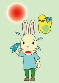 仲良しうさぎとインコの着せかえ