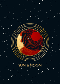 紅金墨色 太陽和月亮天體圖標
