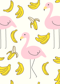 フラミンゴとバナナ-黄色-