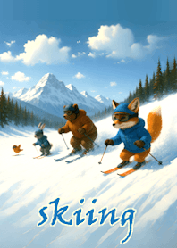動物滑雪也瘋狂_藍白