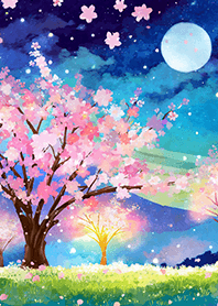 Beautiful night cherry blossoms#1676