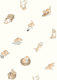 可愛貓咪圖騰-淺褐色