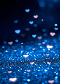 Hearts Dancing in Blue Sparkles