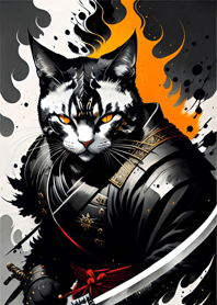 Ink wash cat samurai c4D8c2