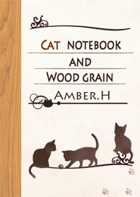 Cat notebook and Wood grain No.4