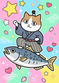 Chonmage Cat Samurai Elegant Theme