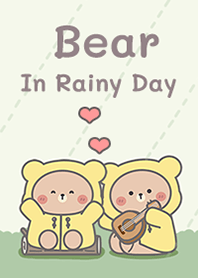 Bear in rainy day