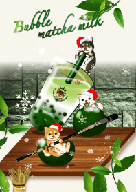 Bubble Christmas matcha milk(Shiba dog)