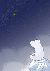 Starry sky and polar bear