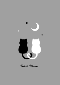 ネコと月。グレーブラック