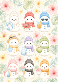 1 Summer colorful snowmen