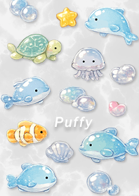 Gray Plump Sticker-Style Fish