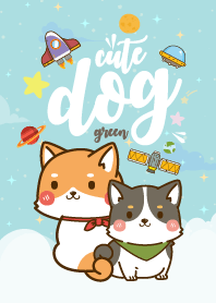 Cute Dog Galaxy Green