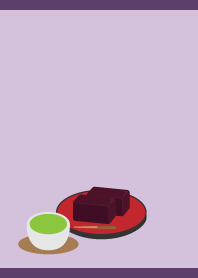 Yokan and tea on purple JP