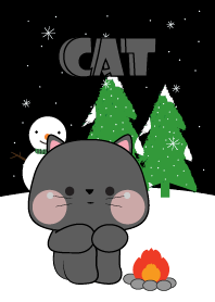 Cute Black Cat In Winter Season (JP)