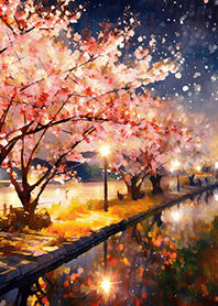 Beautiful night cherry blossoms#385