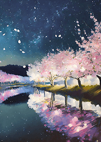 Beautiful night cherry blossoms#772