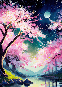 Beautiful night cherry blossoms#91