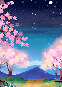 Beautiful night cherry blossoms#264