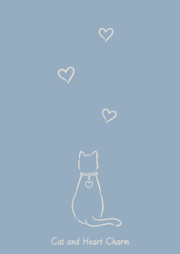 Cat and Heart Charm (smoky blue)