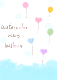 watercolor many balloon