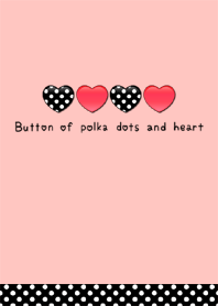 Button of polka dots and heart