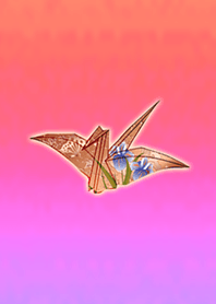 Japanese paper crane red orange