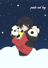 Panda and boy.