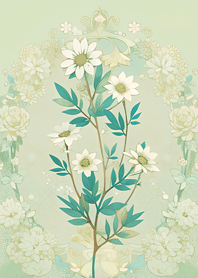 古典系芬芳花朵(霧灰綠)