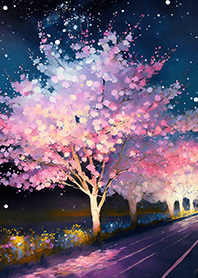 Beautiful night cherry blossoms#704