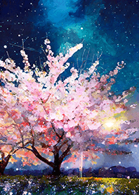 Beautiful night cherry blossoms#1155