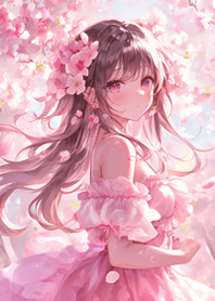 Girl under the cherry blossom tree