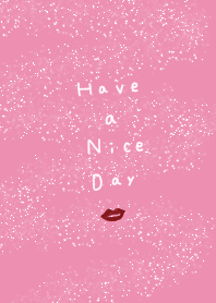 pink and glitter. Kiss mark.