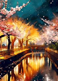 Beautiful night cherry blossoms#172