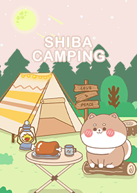 可愛寶貝柴犬-在星空下露營野餐(粉紅色