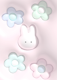 pink Plump rabbit and flowers 07_2