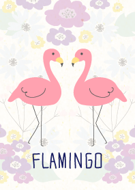 Flamingo and flower- Purple-