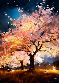 Beautiful night cherry blossoms#1591