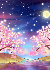 Beautiful night cherry blossoms#1633