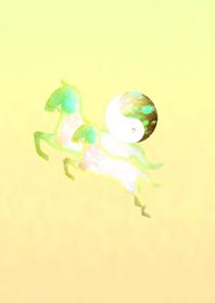 Two-headed horse Yin yang green