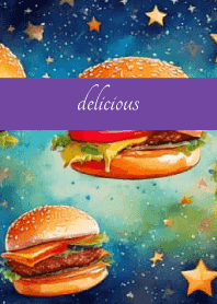 Space burger on purple