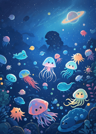 A little jellyfish floating in space 1JP