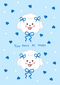 Dog you and me happy minimal cute blue
