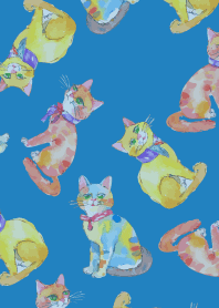 cat playing tricks2 on blue