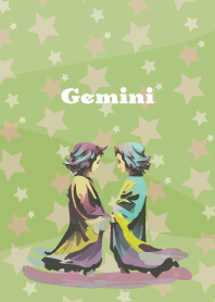 Gemini constellation on moss green